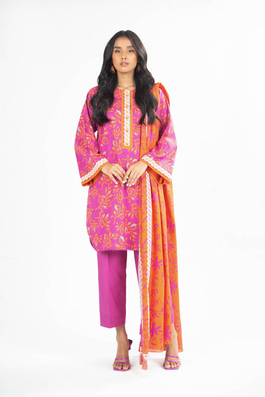 3 Pc Printed Lawn Suit With Lawn Dupatta
