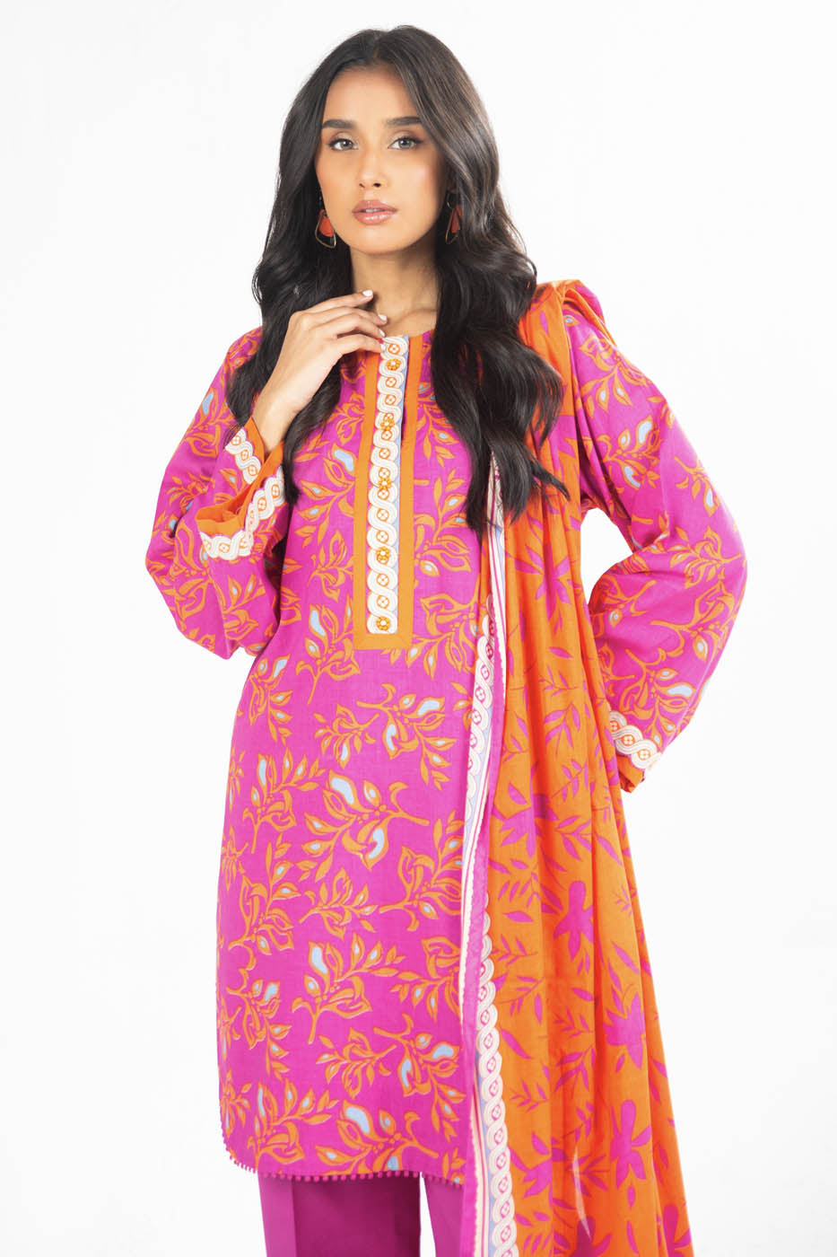3 Pc Printed Lawn Suit With Lawn Dupatta