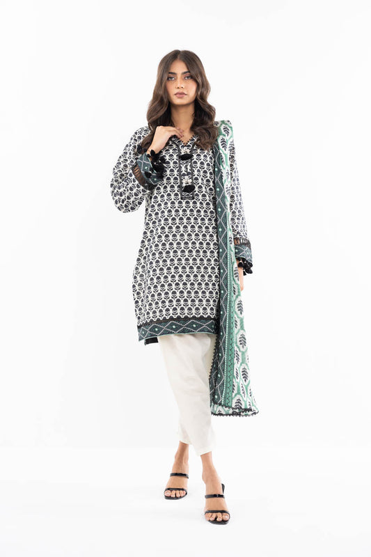 3 Pc Printed Lawn Suit With Lawn Dupatta