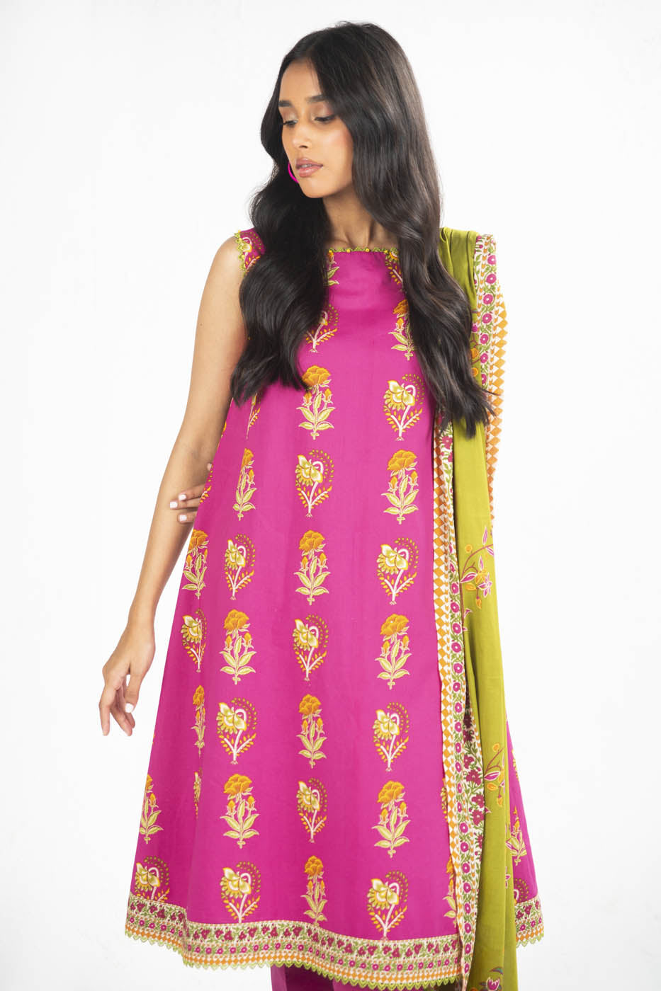 3 Pc Printed Lawn Suit With Lawn Dupatta