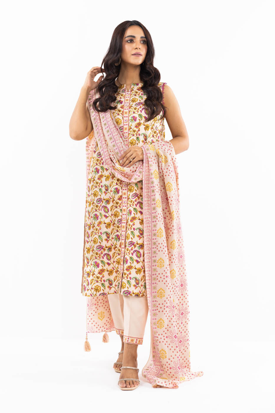 3 Pc Printed Lawn Suit With Lawn Dupatta