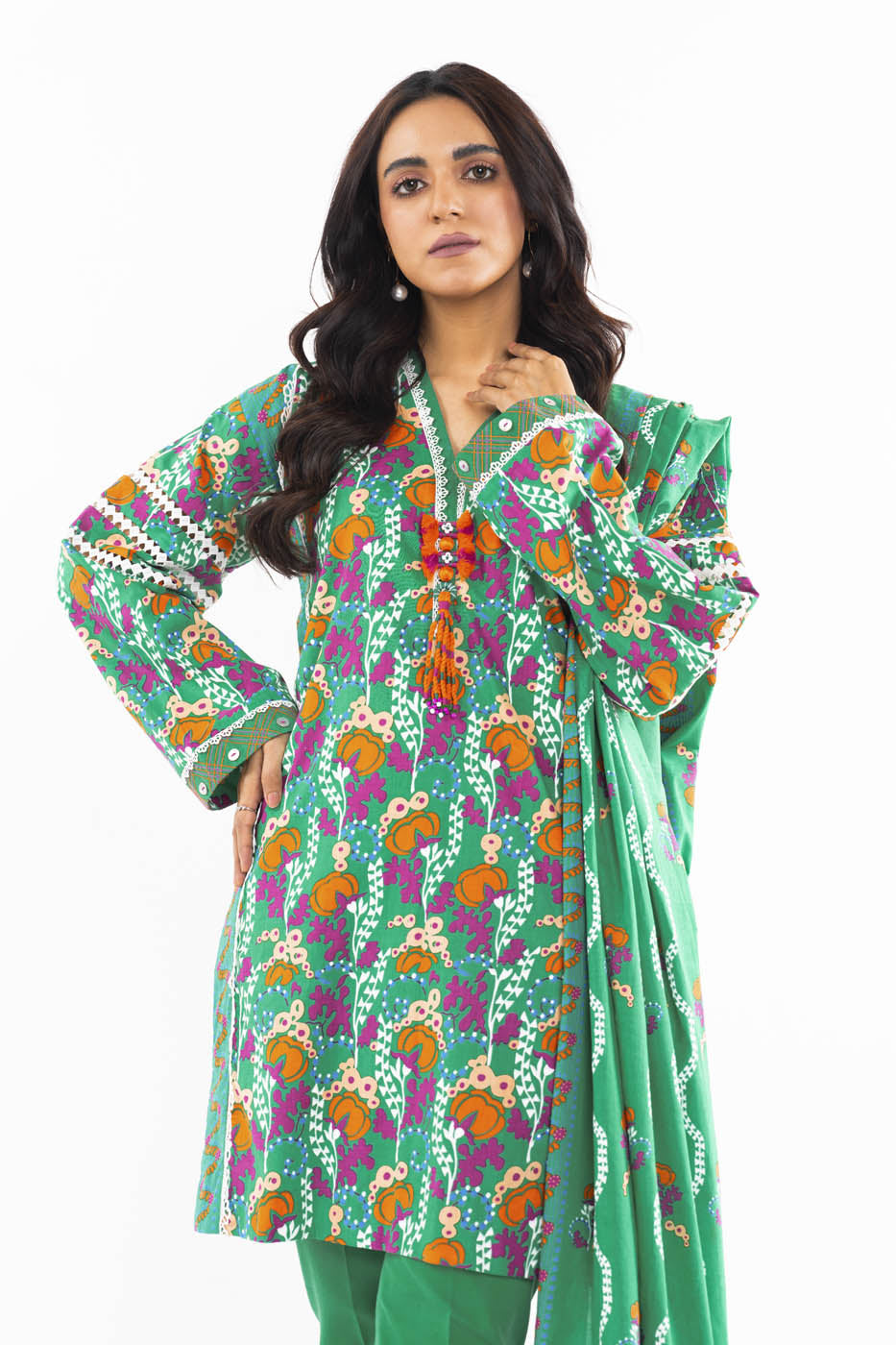 3 Pc Printed Lawn Suit With Lawn Dupatta