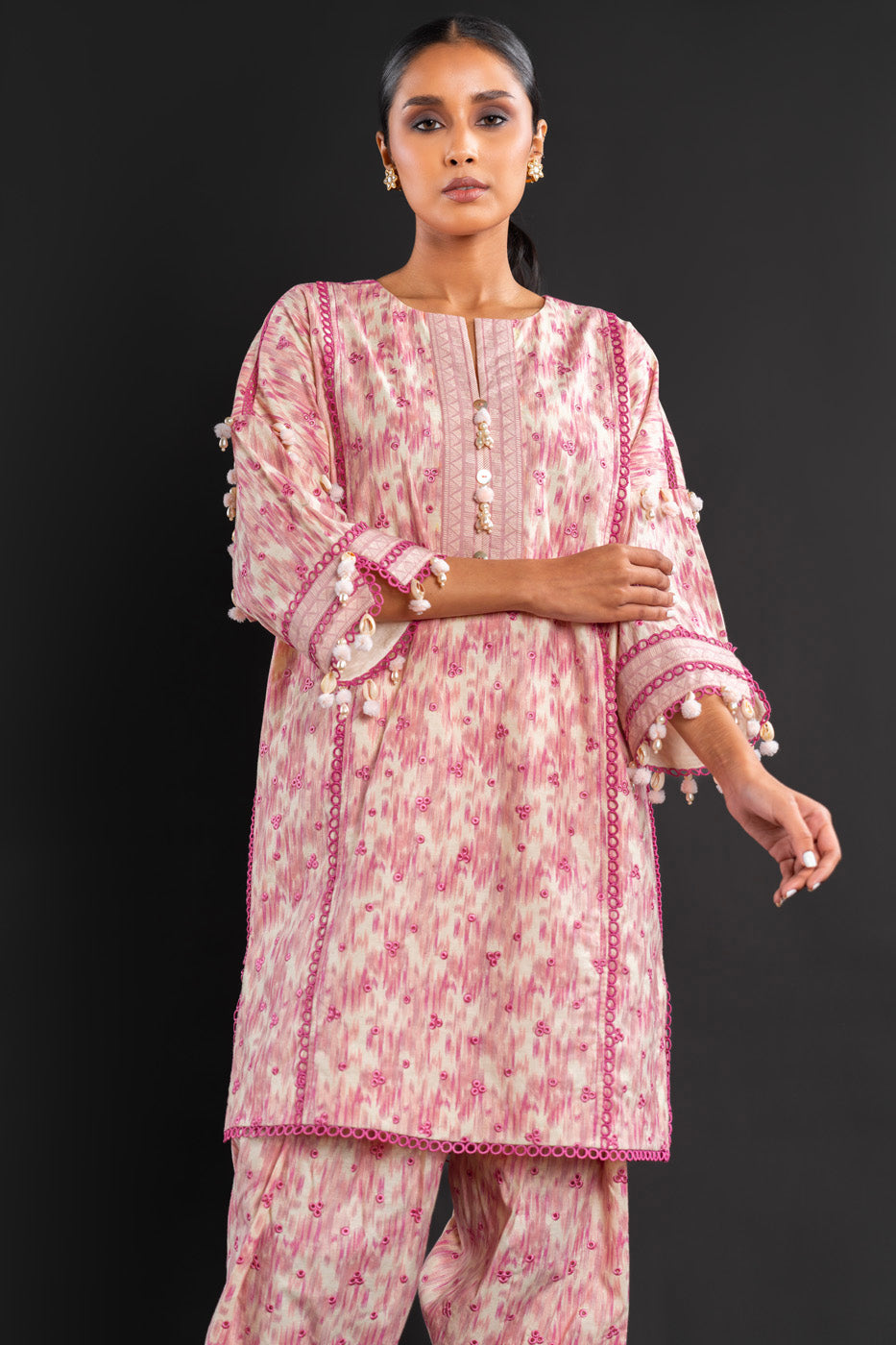 Embroidered Cotton Karandi Fabric (Sold by Per Meter)