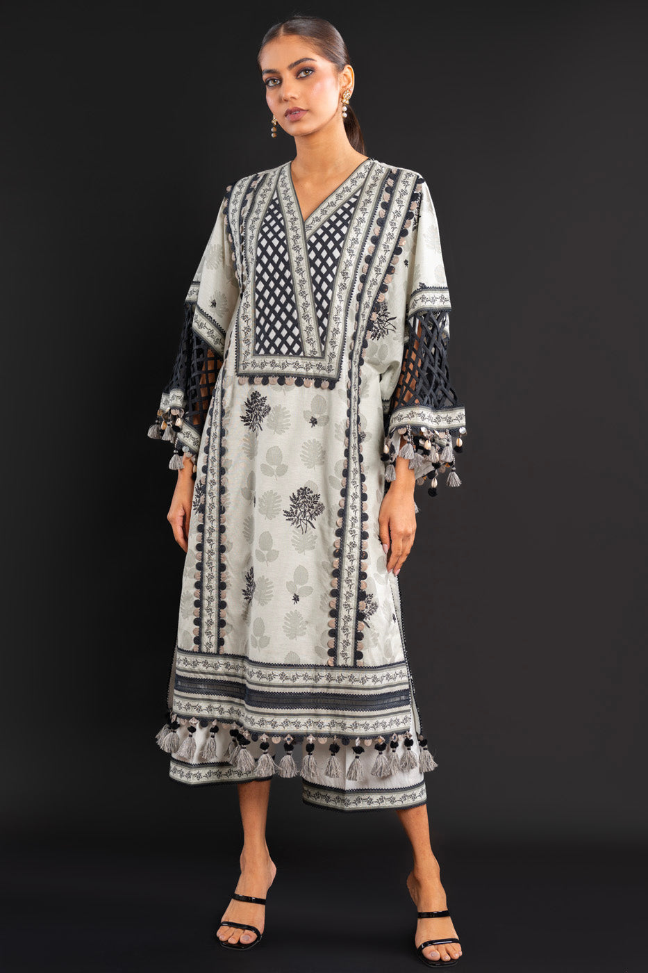 Embroidered Cotton Karandi Fabric (Sold by Per Meter)