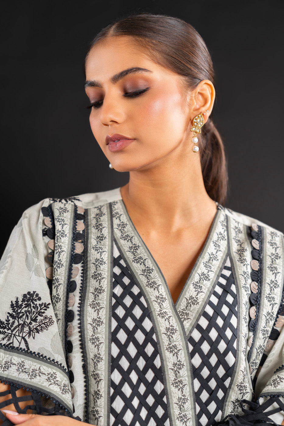 Embroidered Cotton Karandi Fabric (Sold by Per Meter)