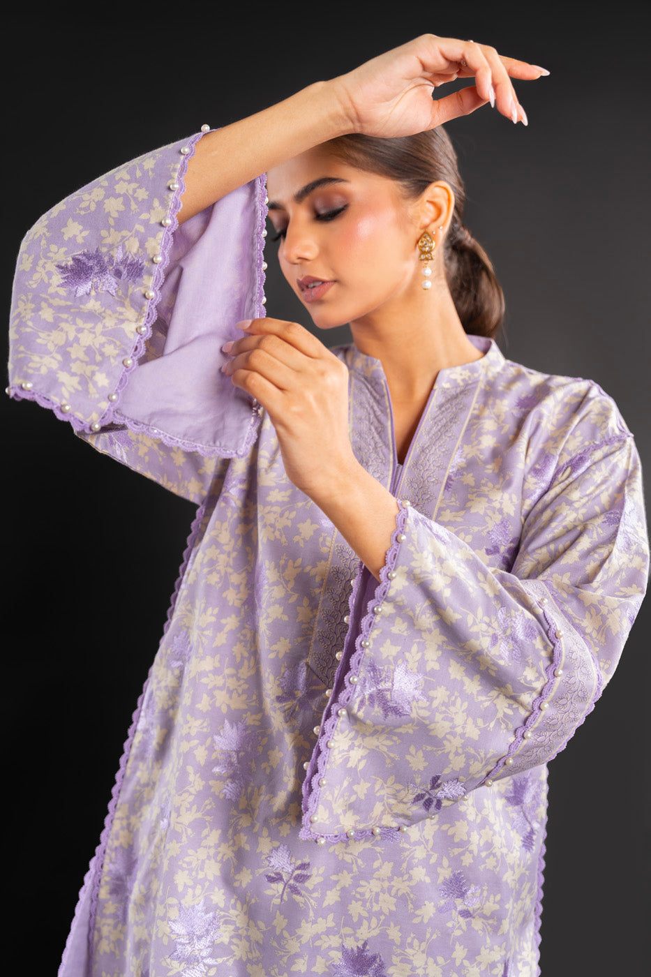 Embroidered Cotton Karandi Fabric (Sold by Per Meter)