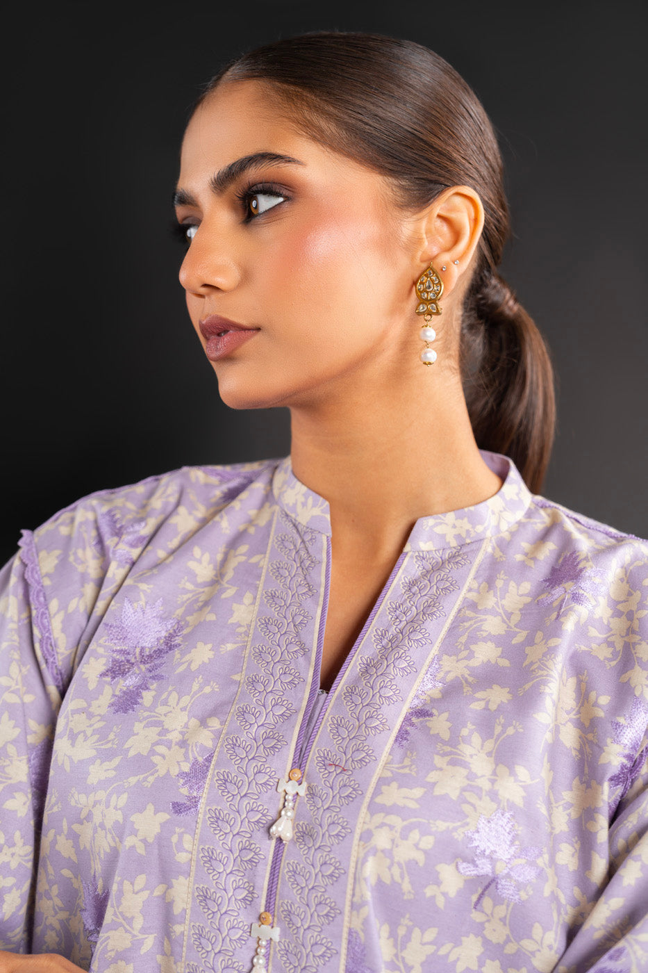 Embroidered Cotton Karandi Fabric (Sold by Per Meter)