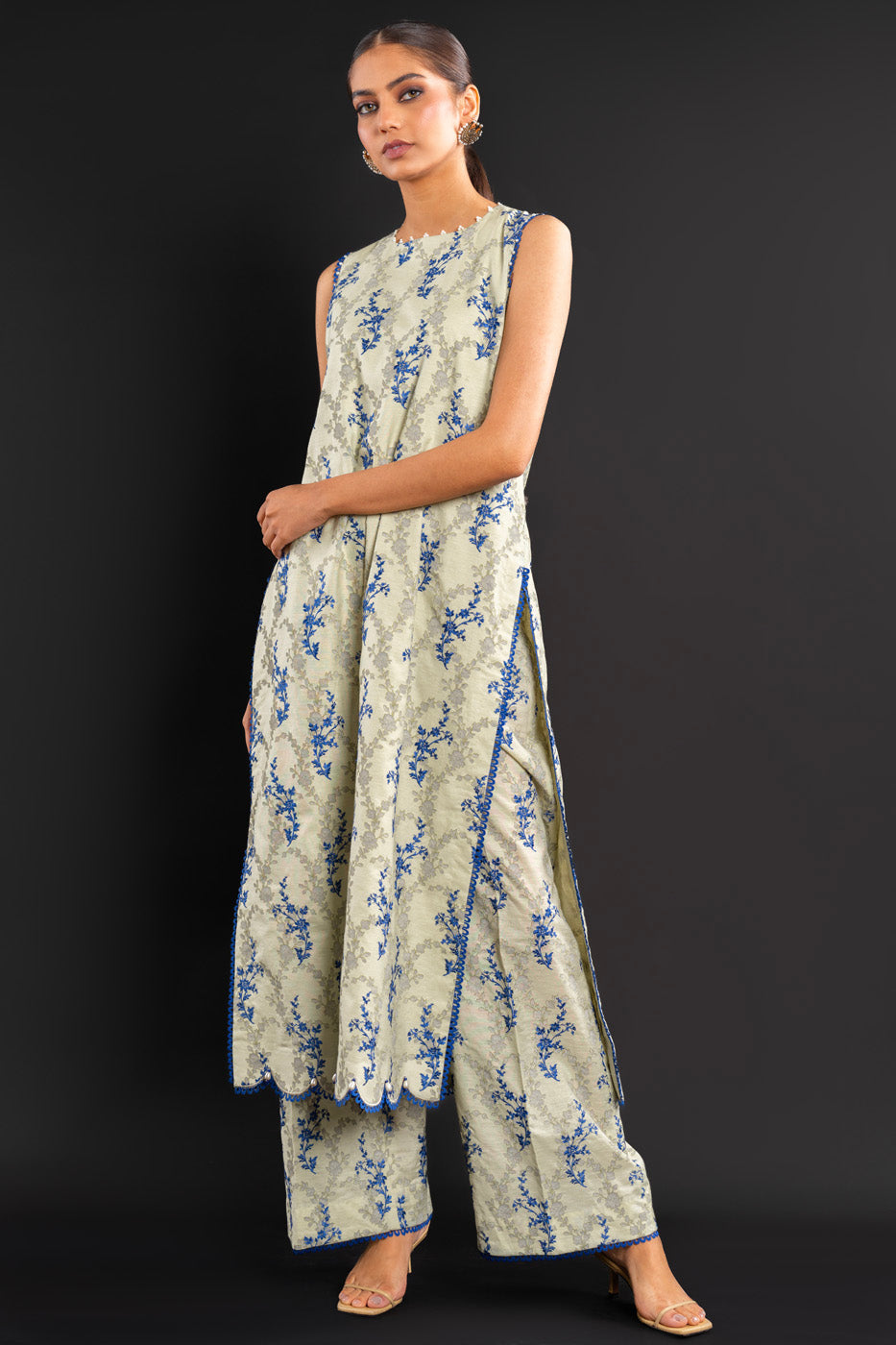 Embroidered Cotton Karandi Fabric (Sold by Per Meter)