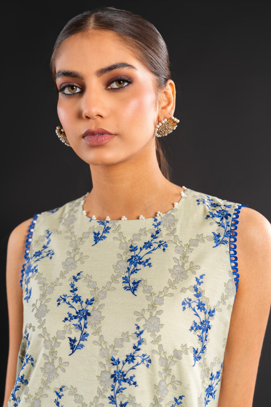 Embroidered Cotton Karandi Fabric (Sold by Per Meter)