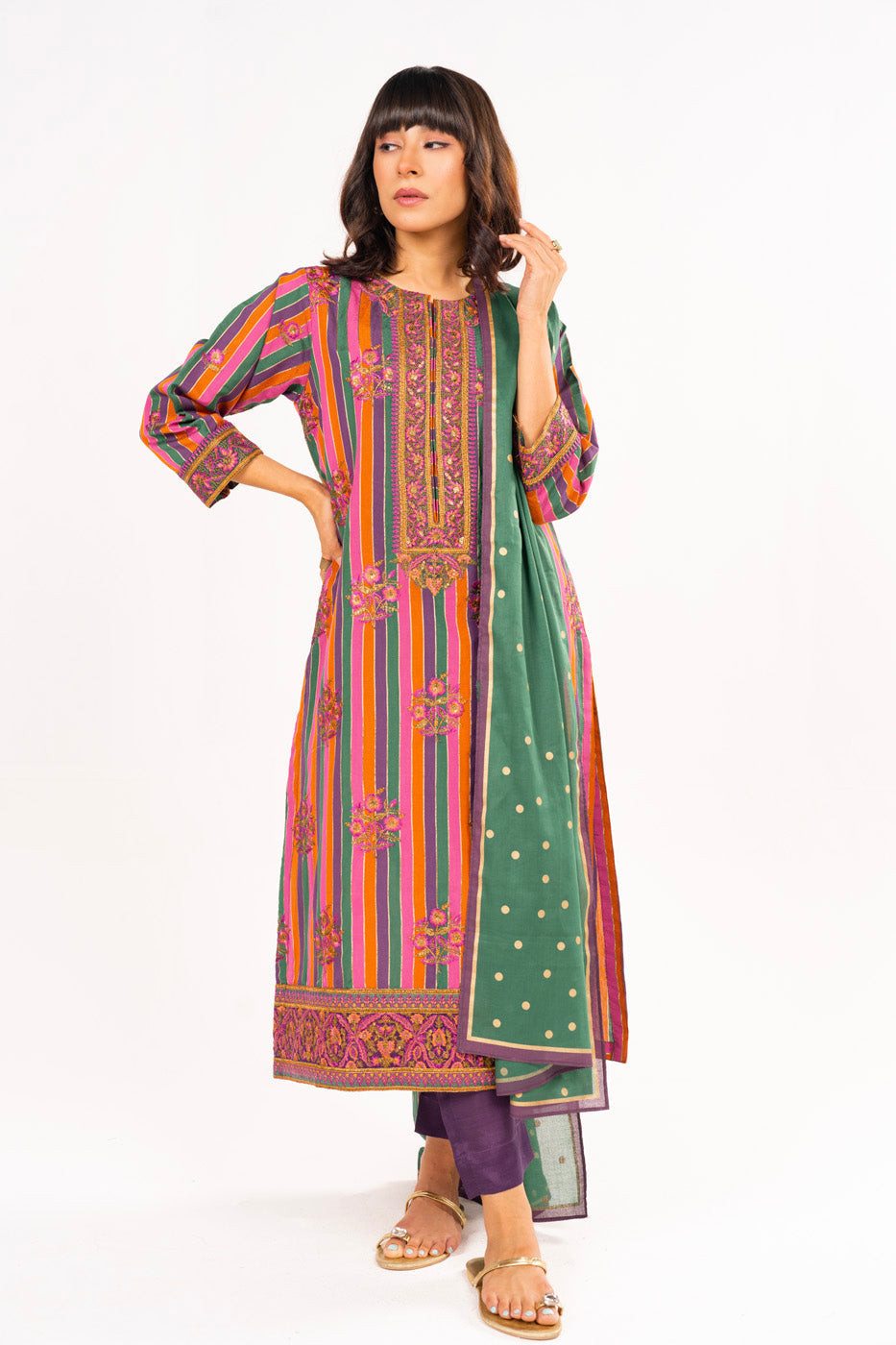 3 Pc Dyed Embroidered Outfit