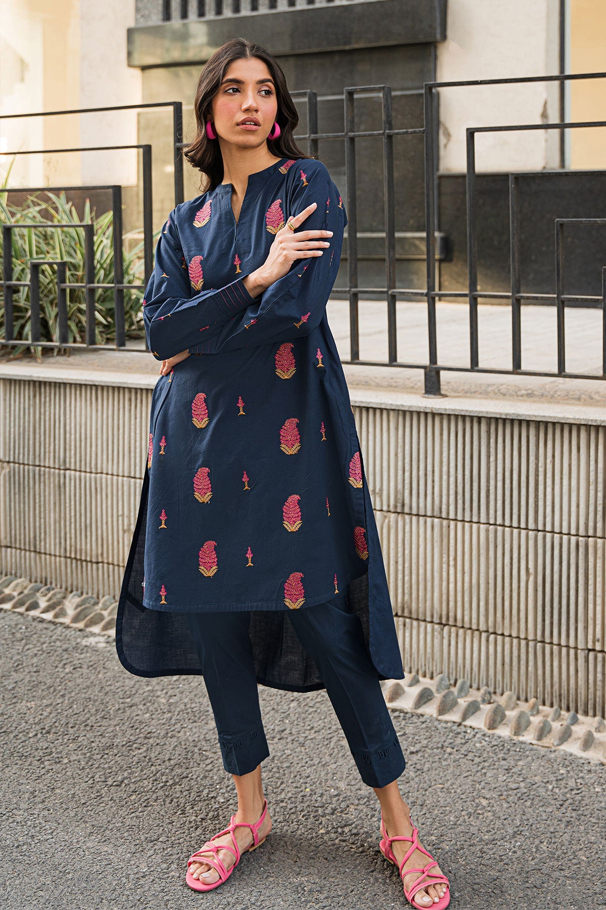 Embroidered Cambric Kurti