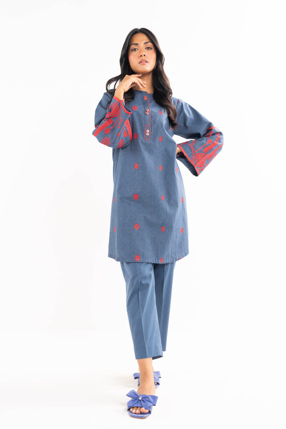 Dyed Embroidered Karandi Kurti