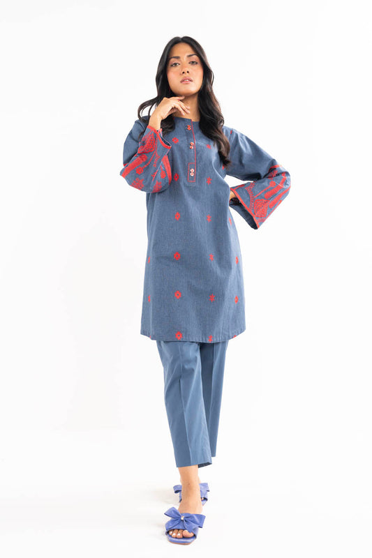 Dyed Embroidered Karandi Kurti