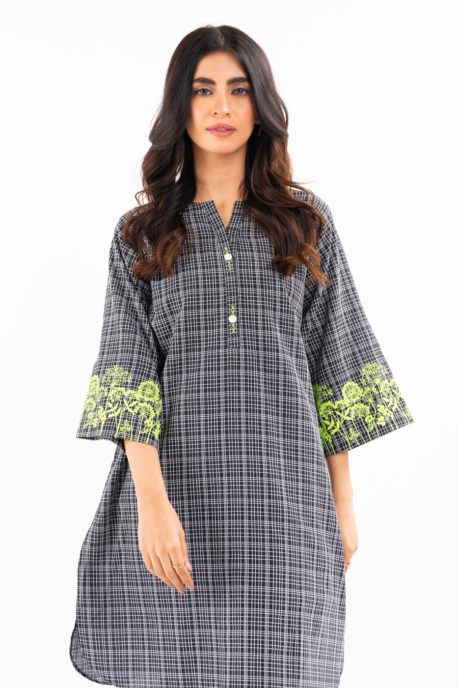 Dyed Embroidered Dobby Kurti