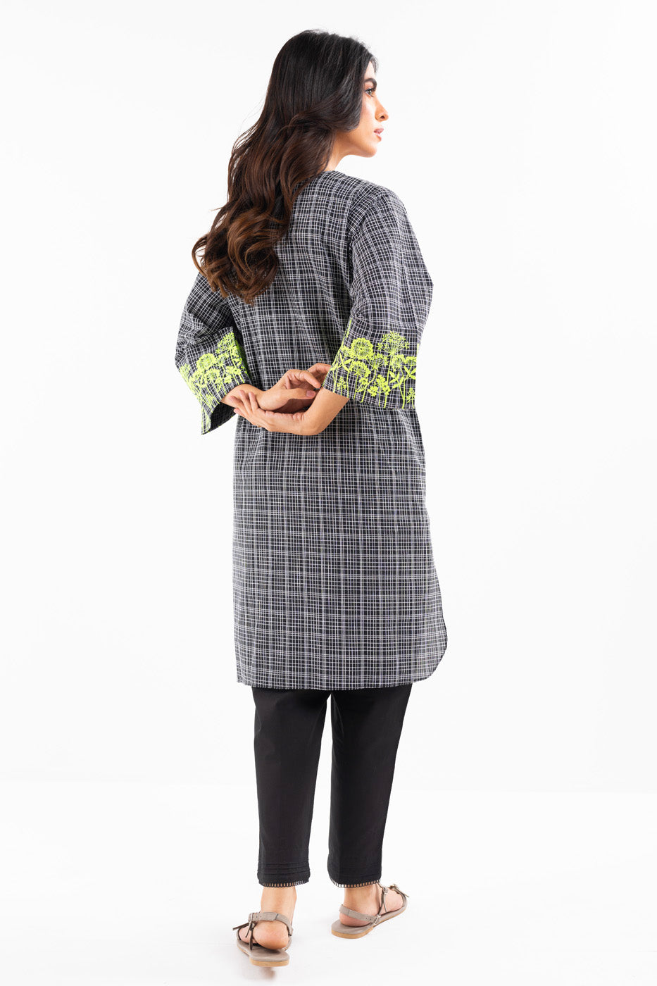 Dyed Embroidered Dobby Kurti