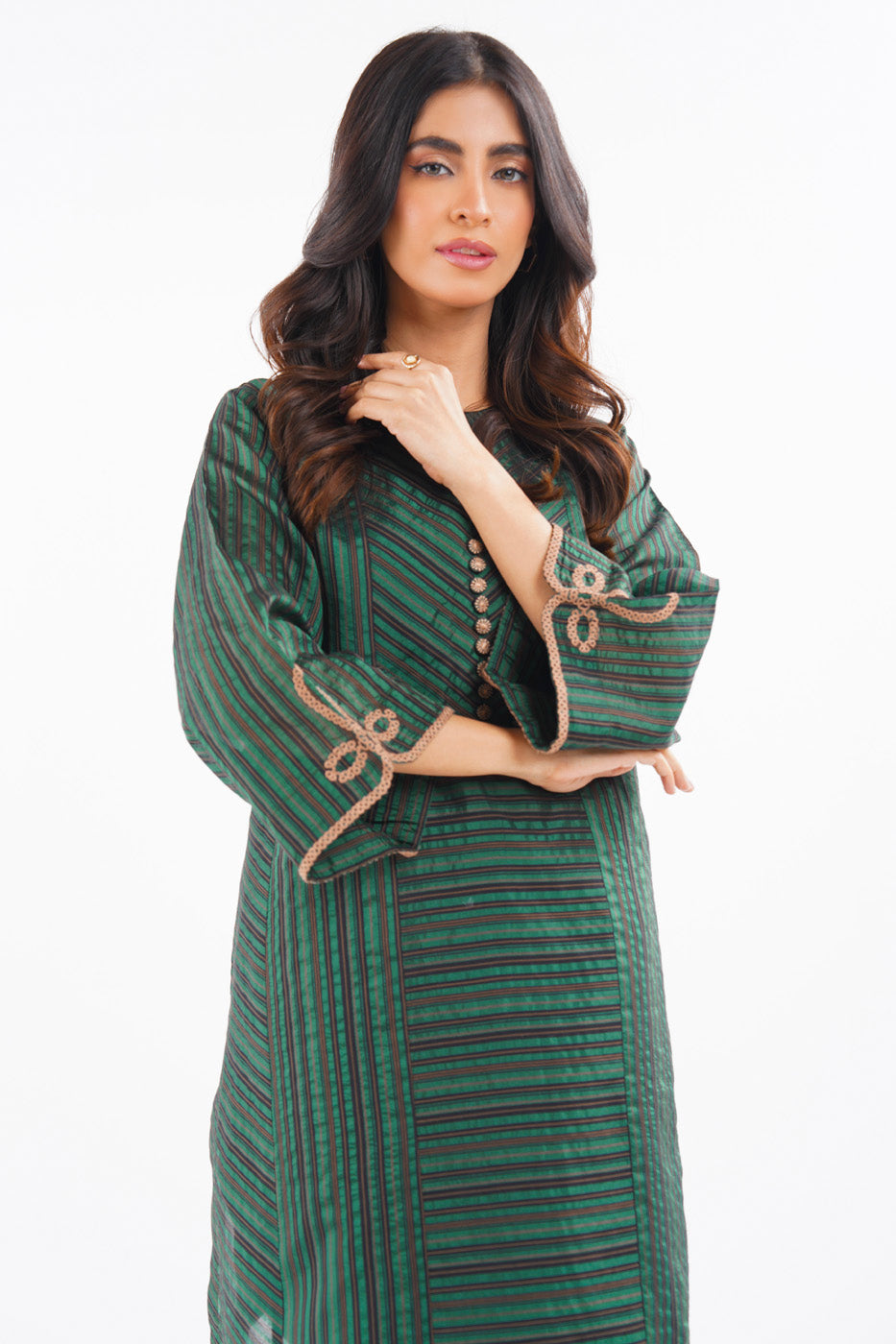 Dyed Embroidered Dobby Kurti