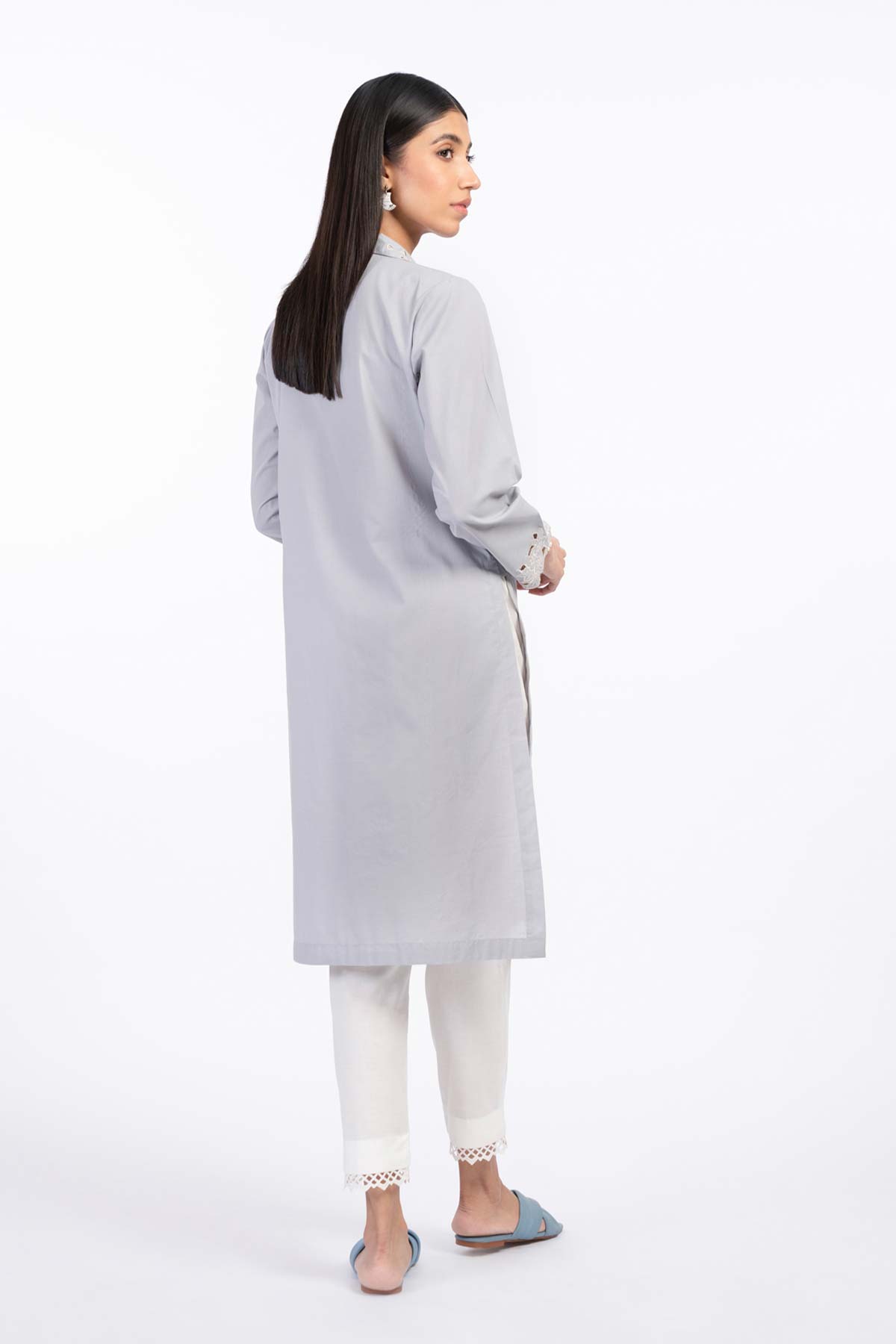 Dyed Embroidered Cambric Kurti