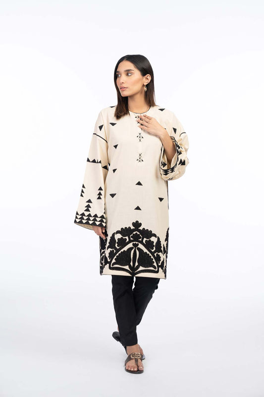 Dyed Embroidered Cambric Kurti