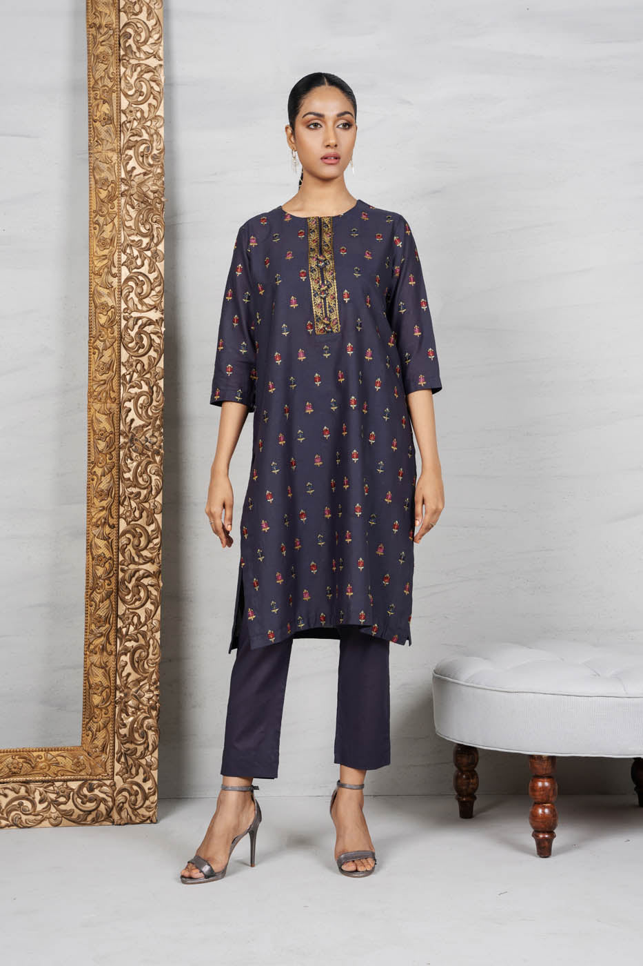 2 Pc Embroidered Cambric Outfit