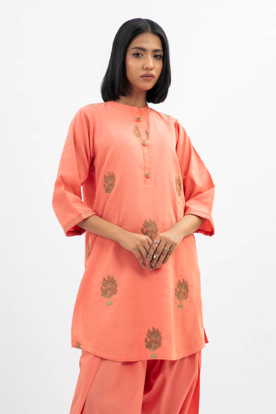 2 Pc Embroidered Jacquard Outfit