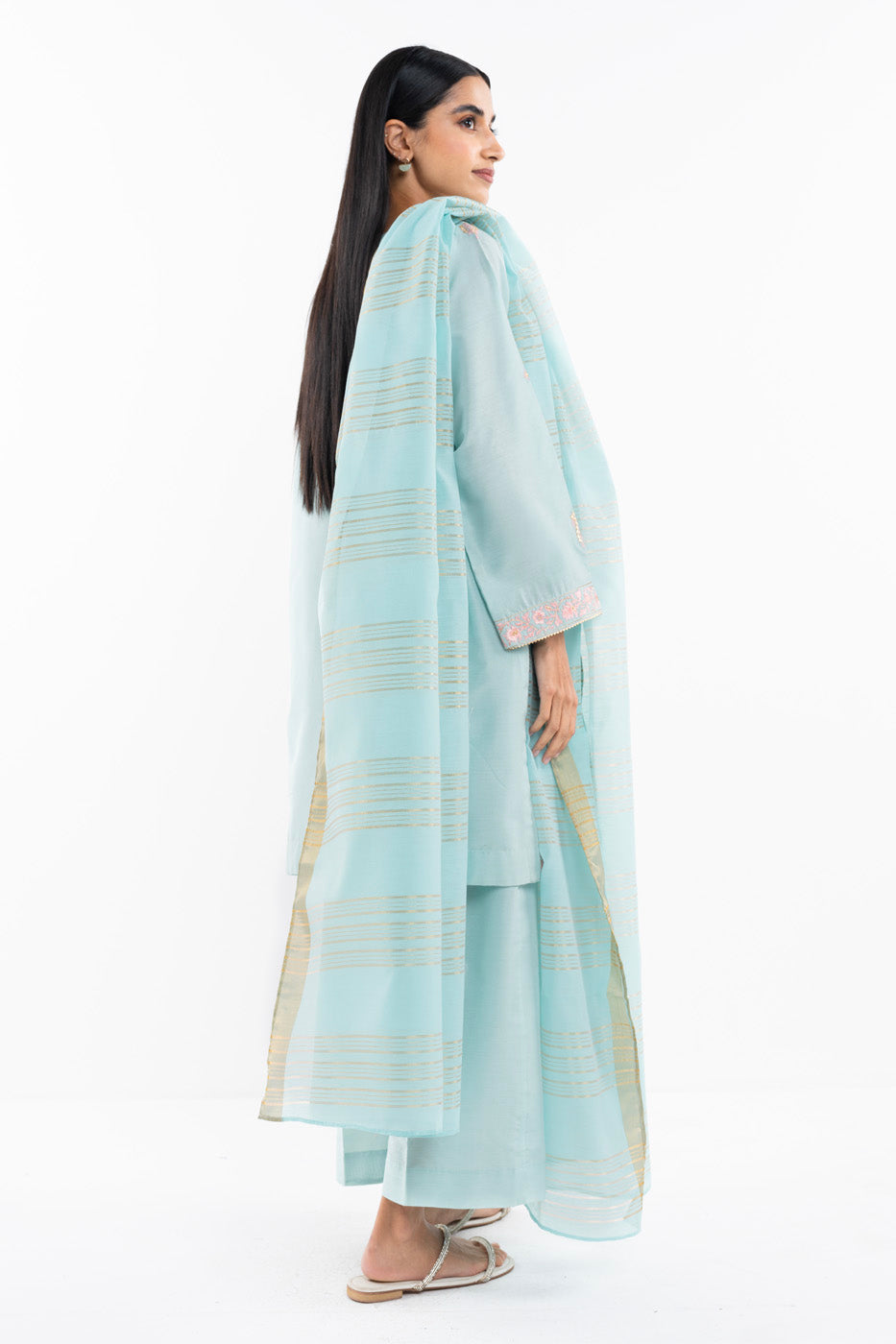 3 Pc Embroidered Cotton Silk Outfit