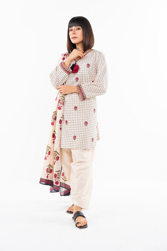 3 Pc Embroidered Cambric Outfit