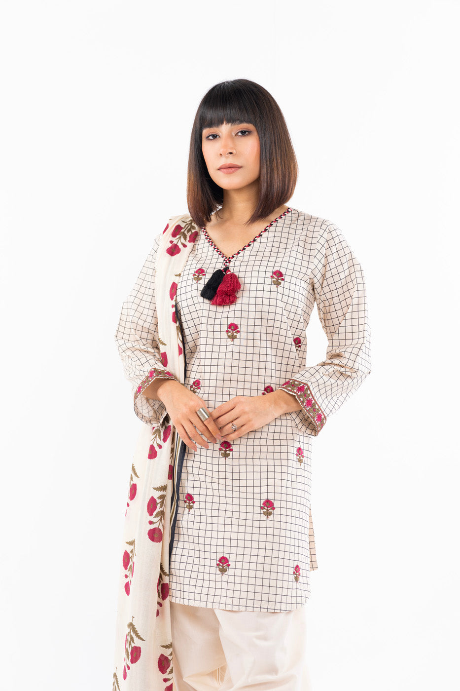 3 Pc Embroidered Cambric Outfit
