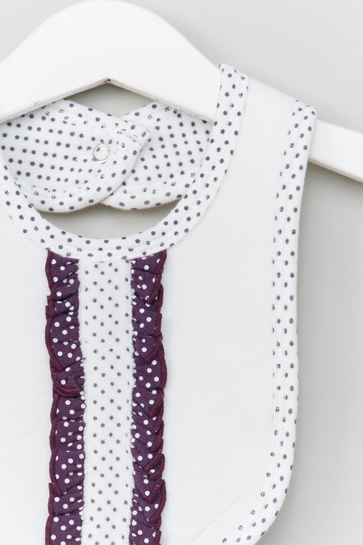 Polka Dots Printed Bib with Ruffle Detai