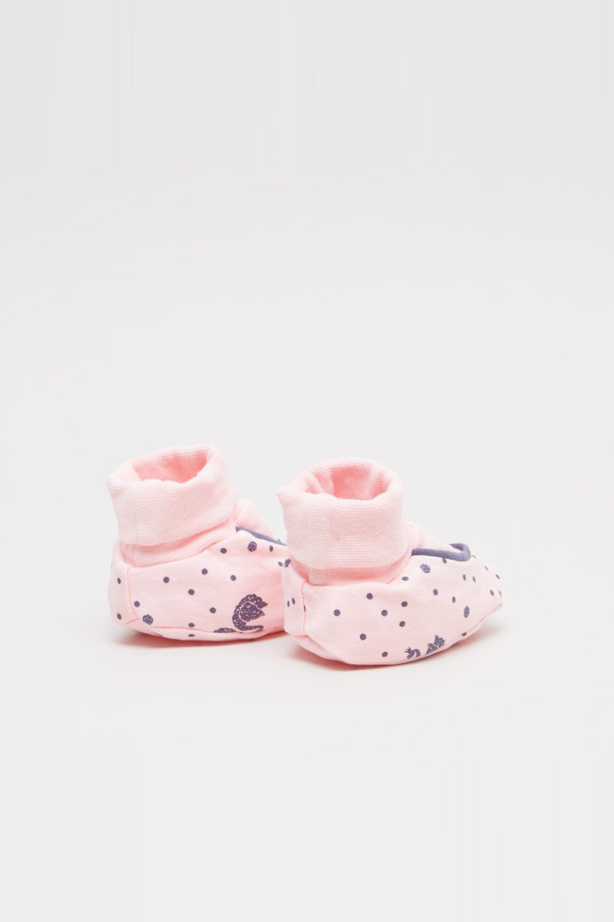 Printed Booties with Bow Applique Detail