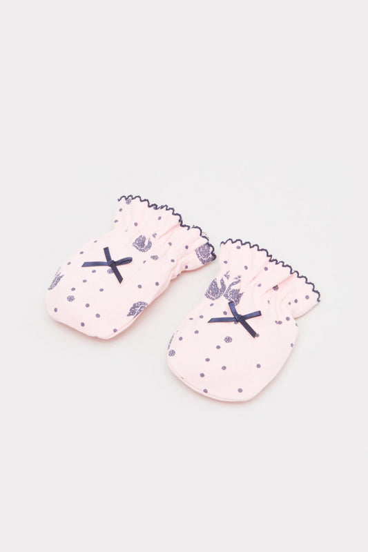 Printed Mittens with Bow Detail