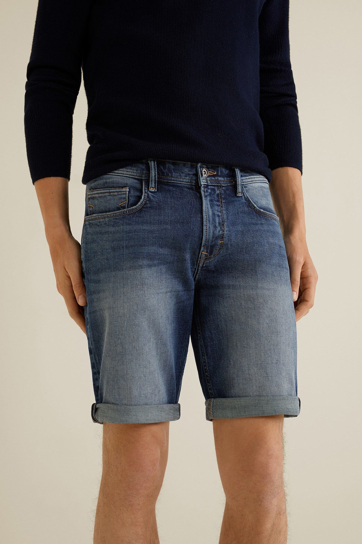 Dark Washed Denim Bermuda Shorts