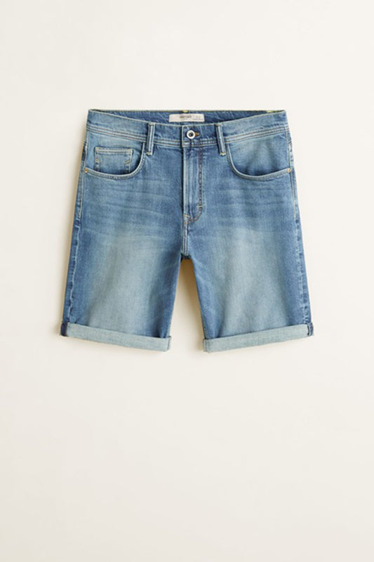 Vintage Wash Denim Bermuda Shorts