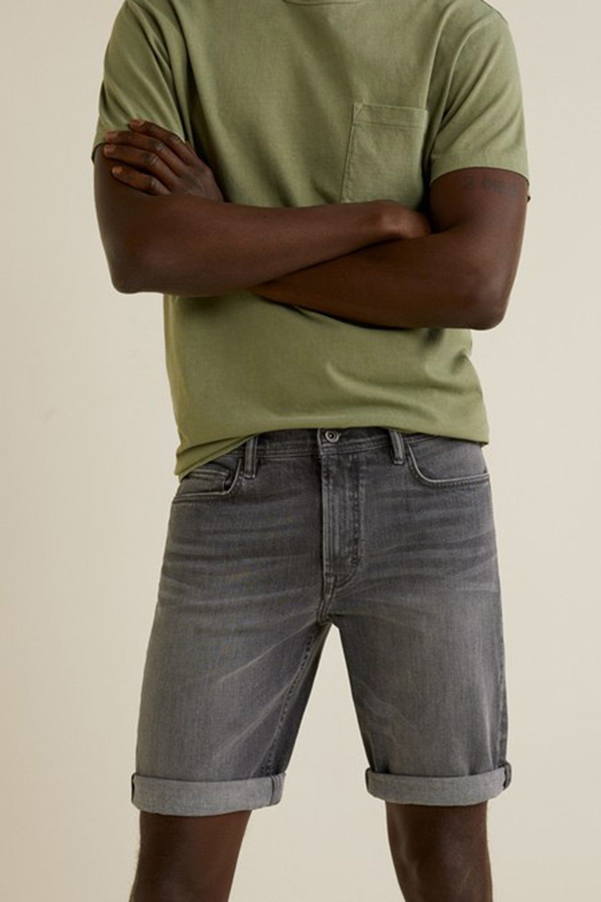 Grey Wash Denim Bermuda Shorts