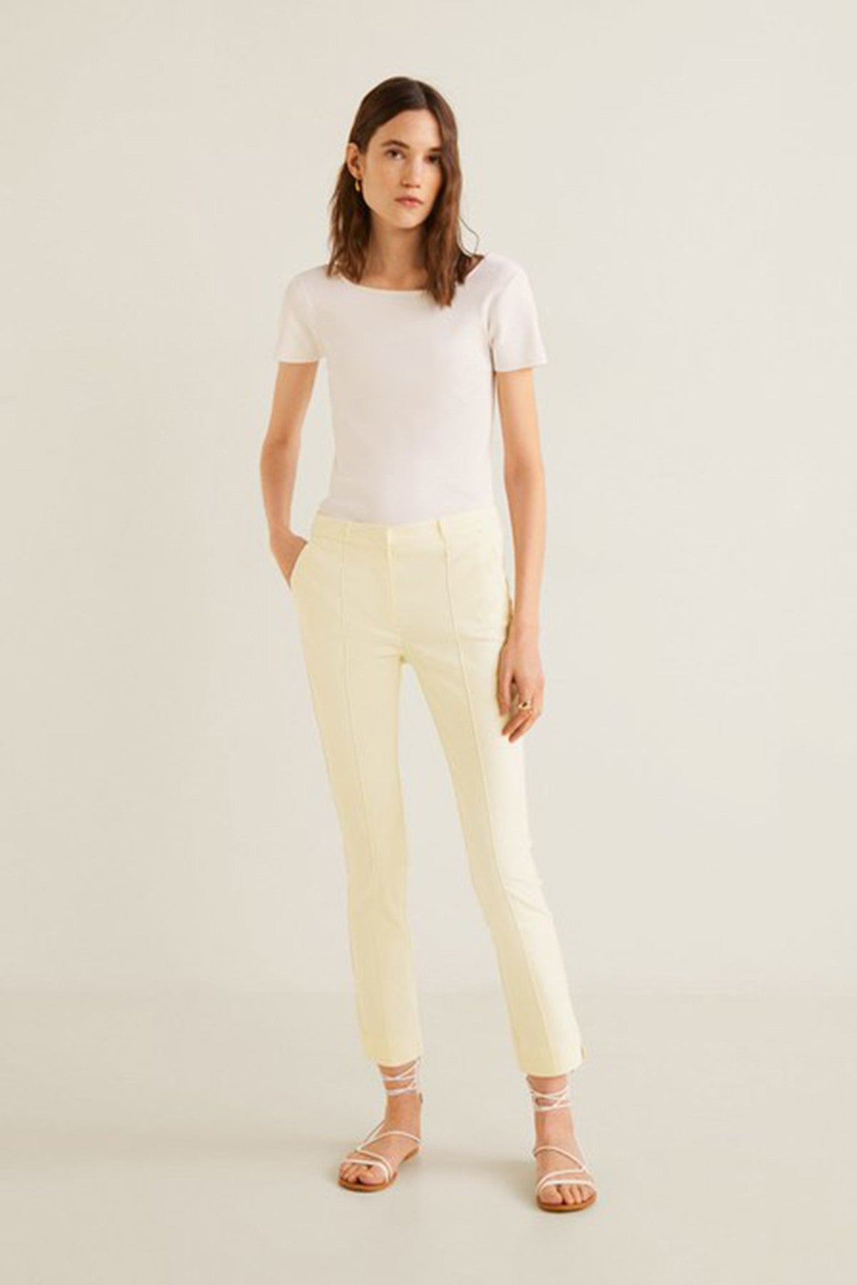 Straight Linen-Blend Trousers