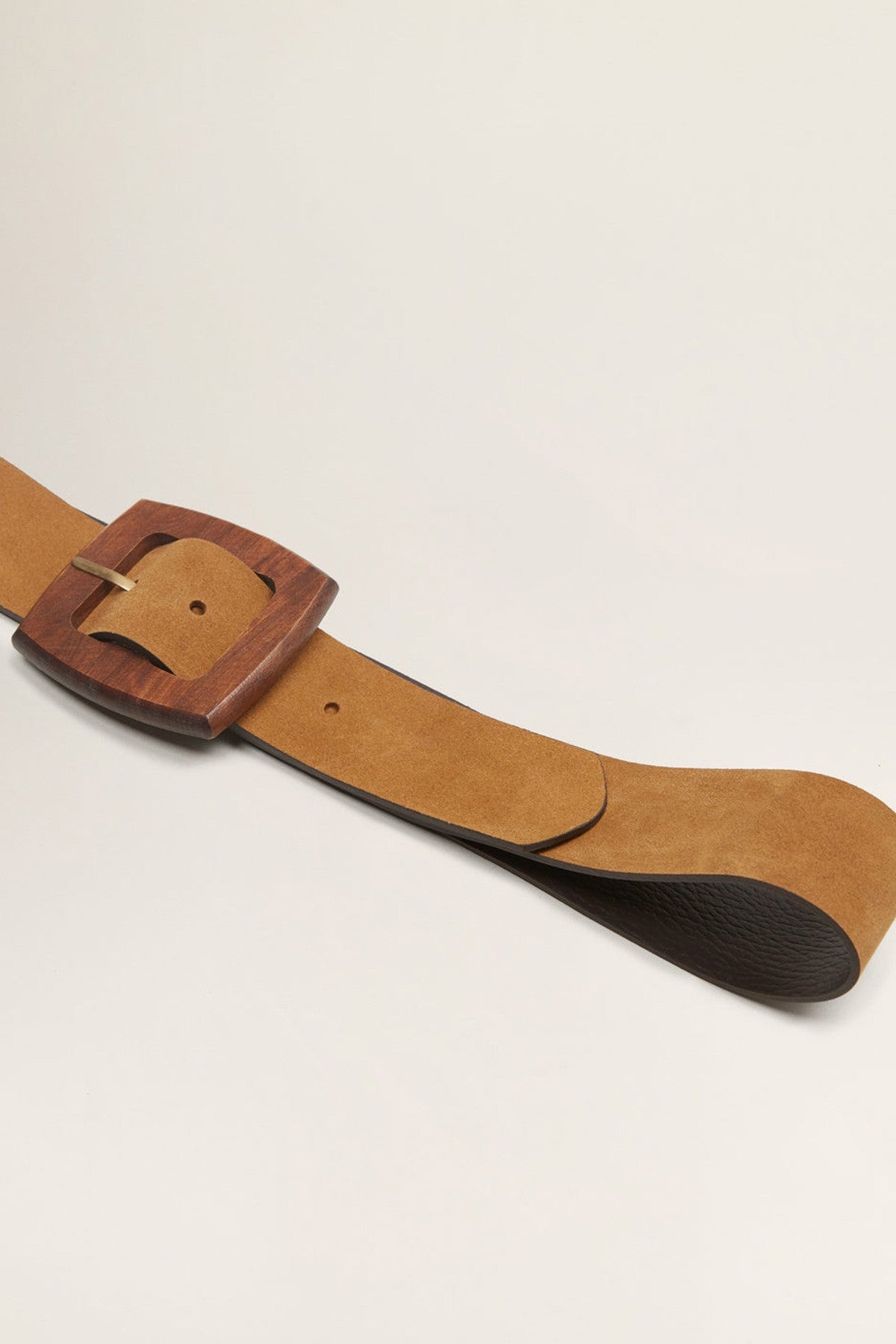 Wood Buckle Leather Belt