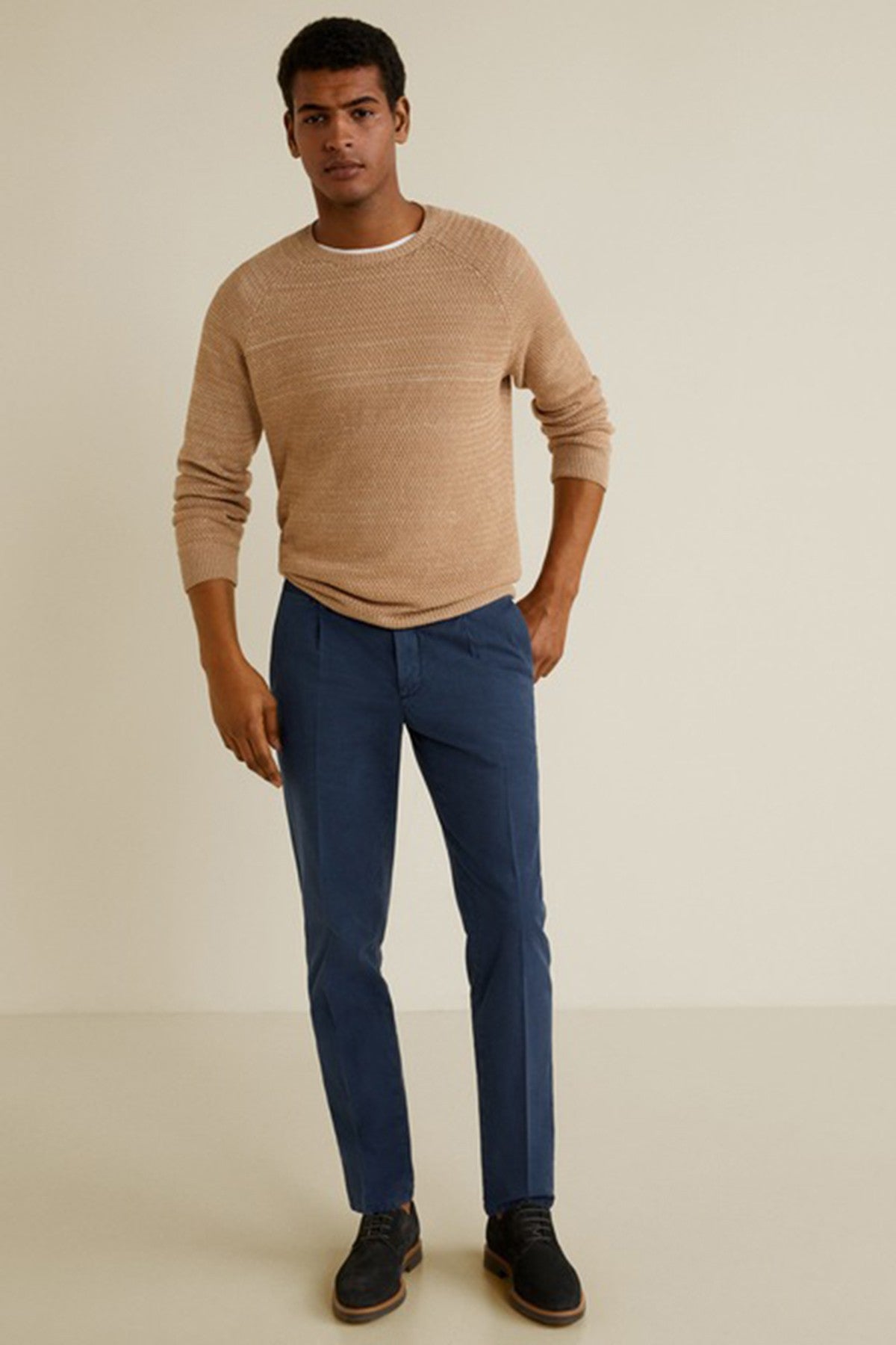 Regular-Fit Structured Trousers