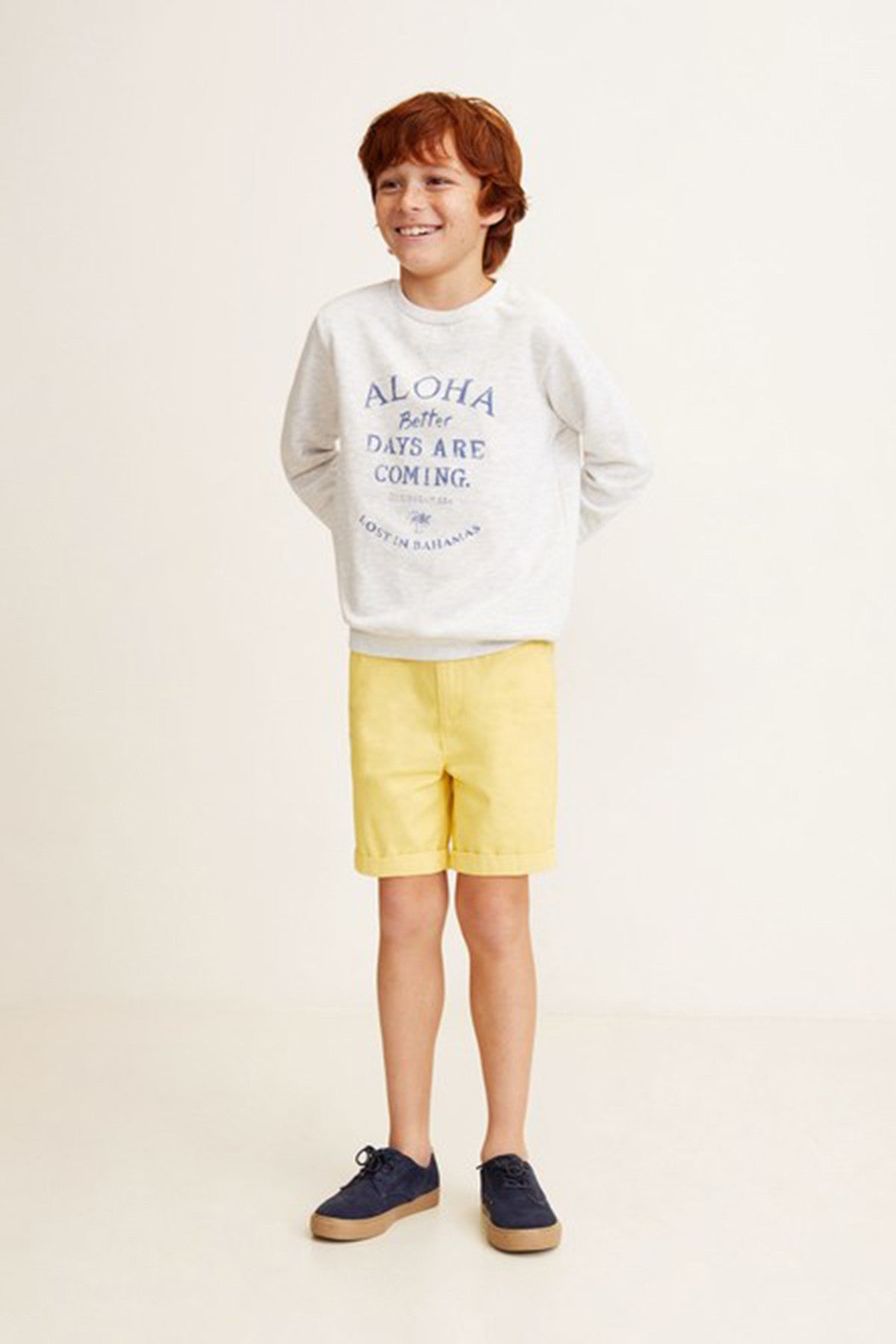 Boy's Belt Cotton Bermuda Shorts