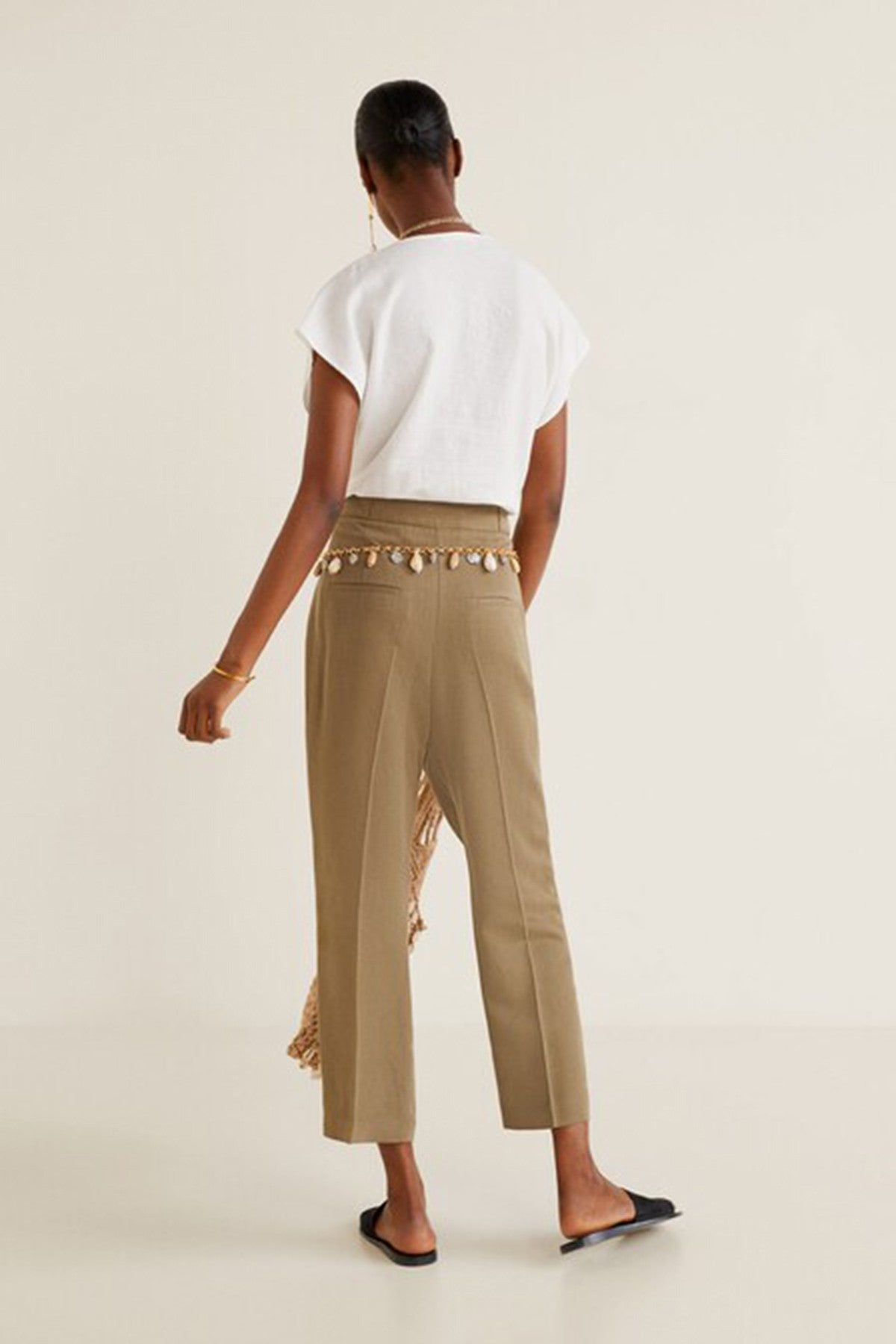 Button Linen-Blend Blouse