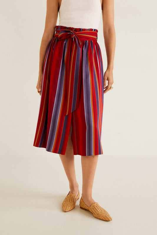 Striped midi skirt