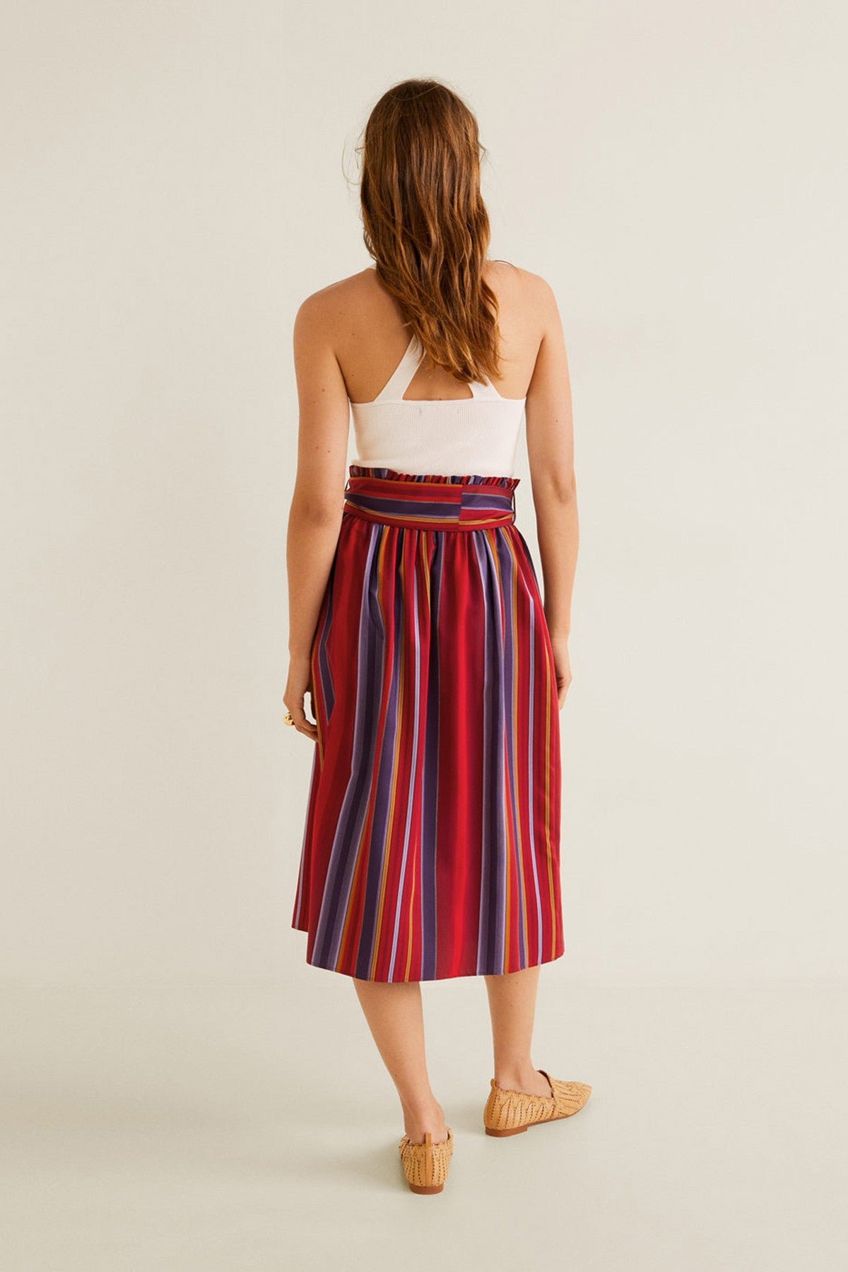 Striped midi skirt
