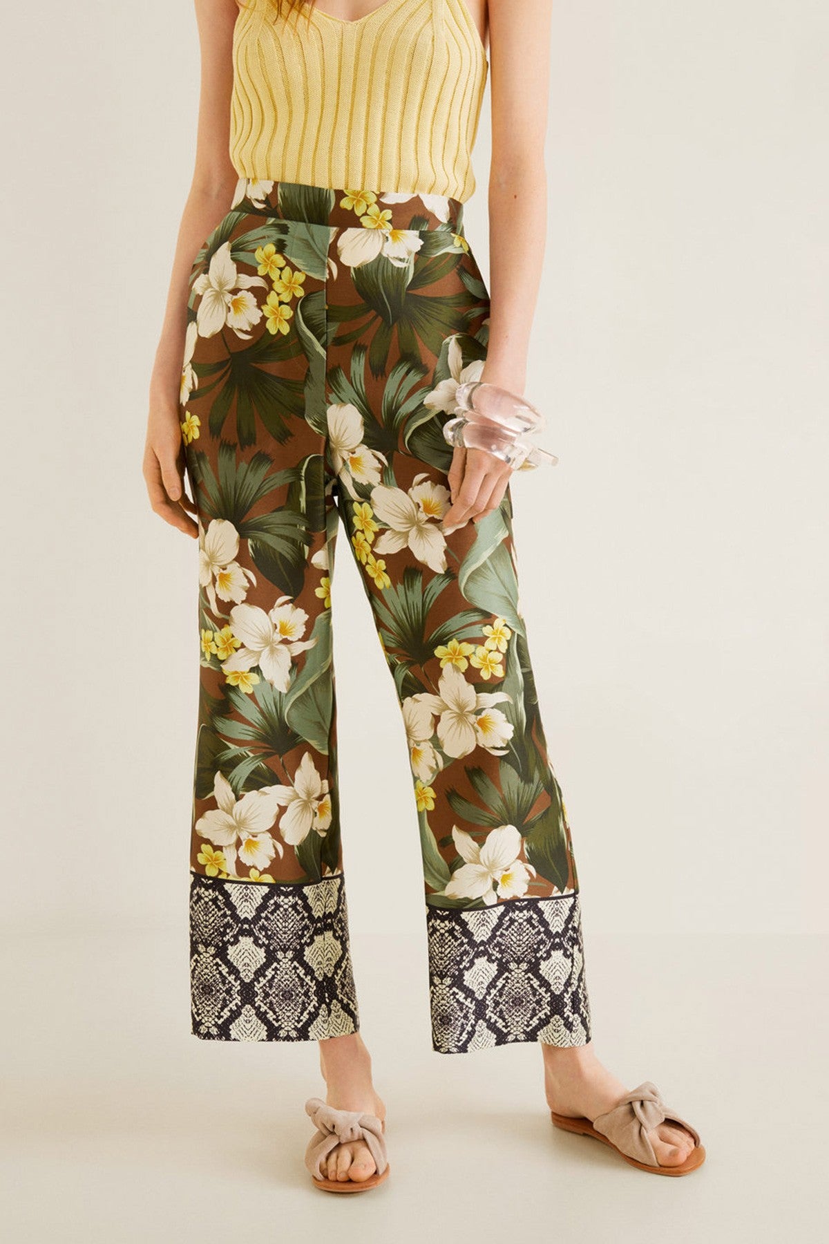 Printed straight trousers