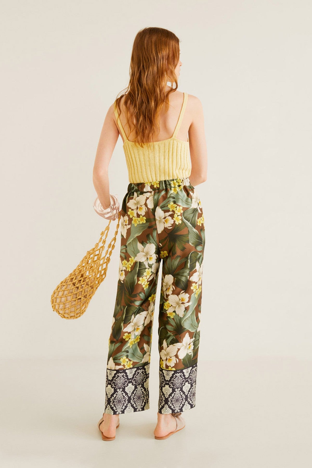 Printed straight trousers