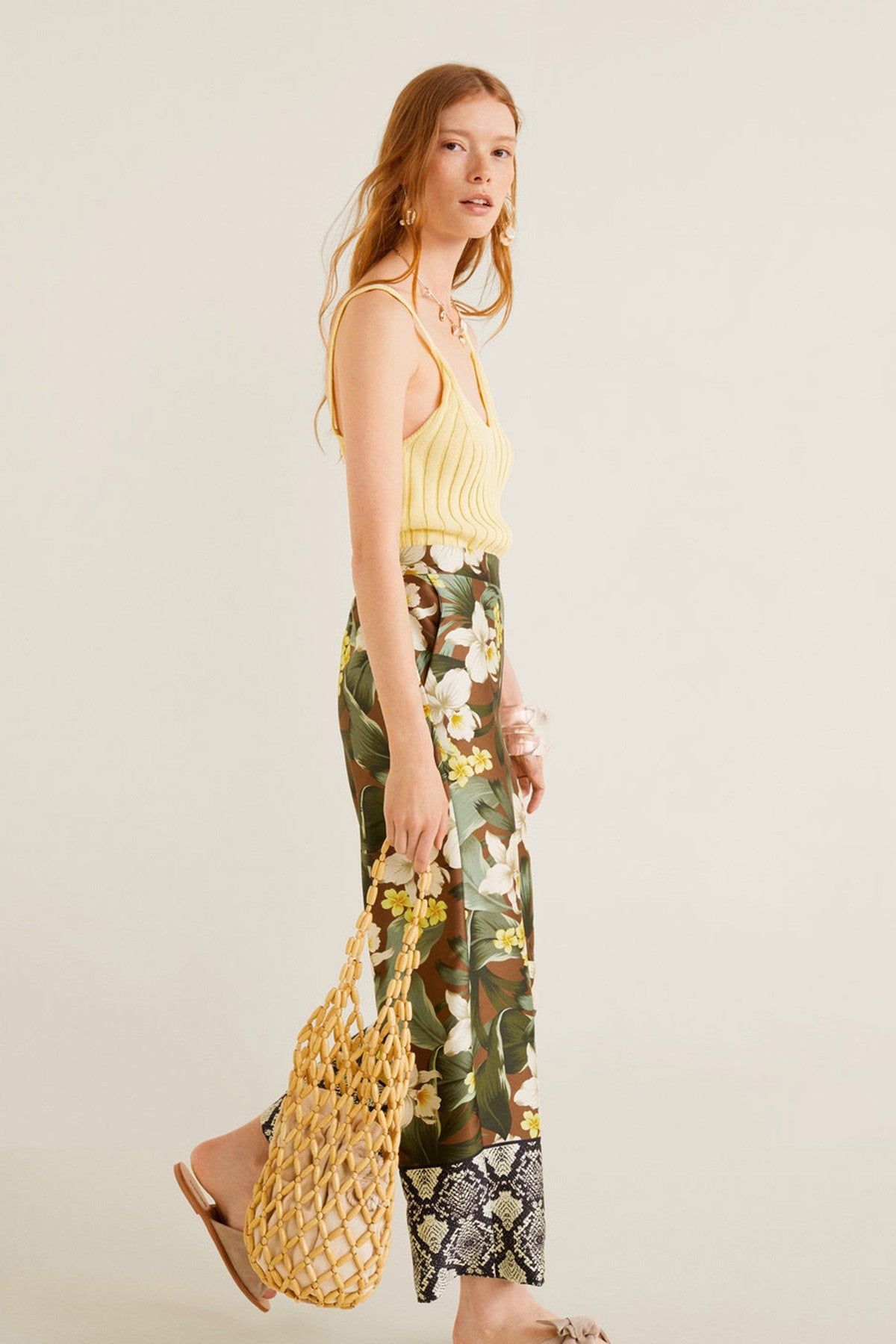 Printed straight trousers
