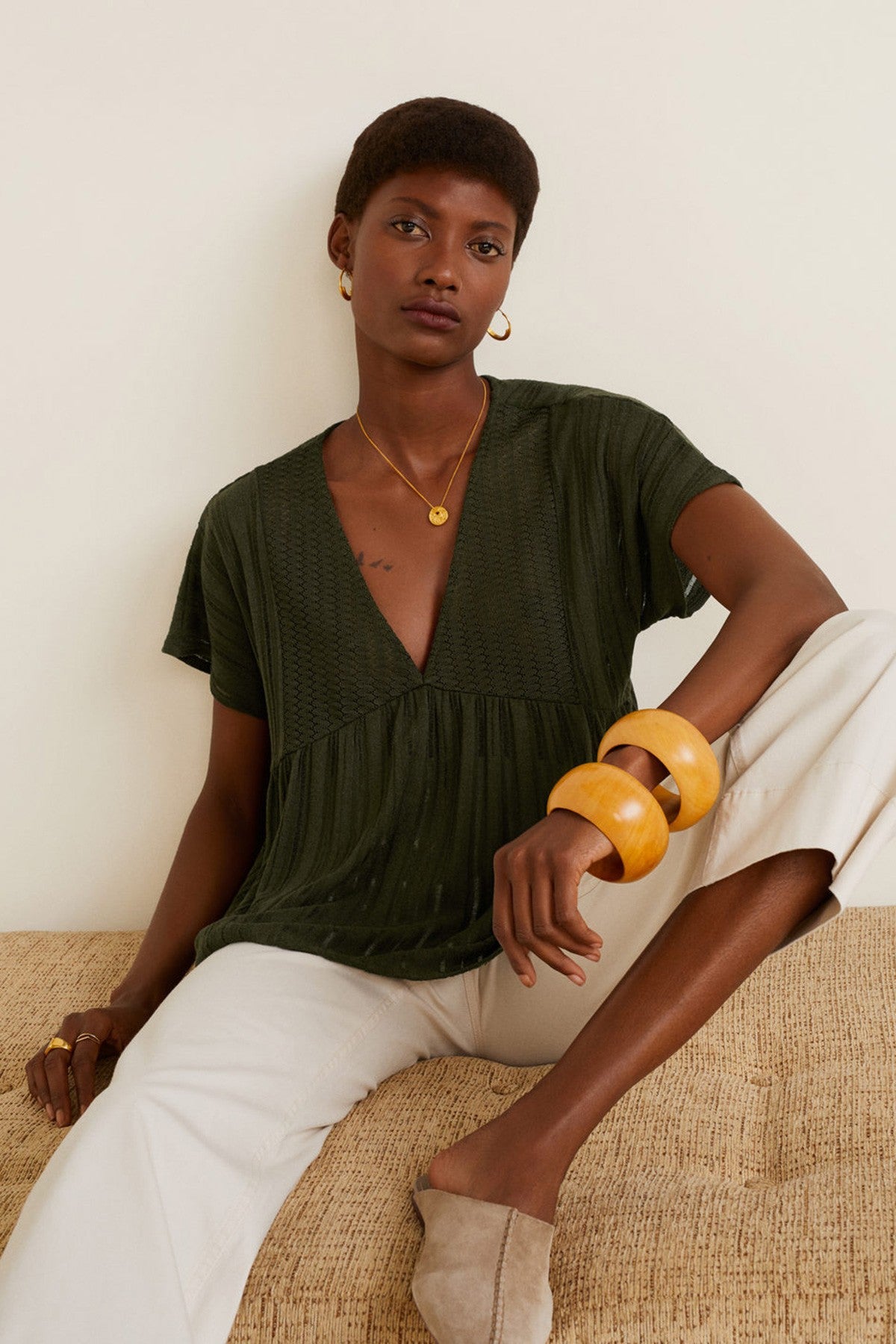 Openwork knit t-shirt