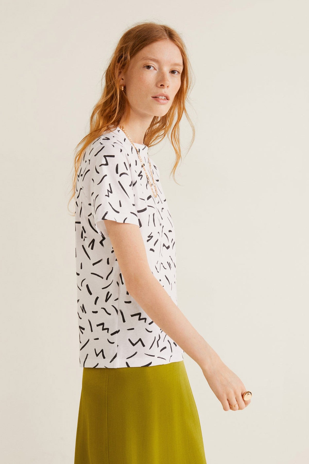 Printed cotton-blend t-shirt
