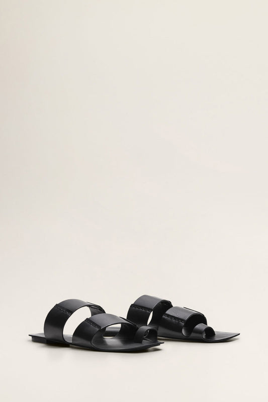 Asymmetric leather sandals