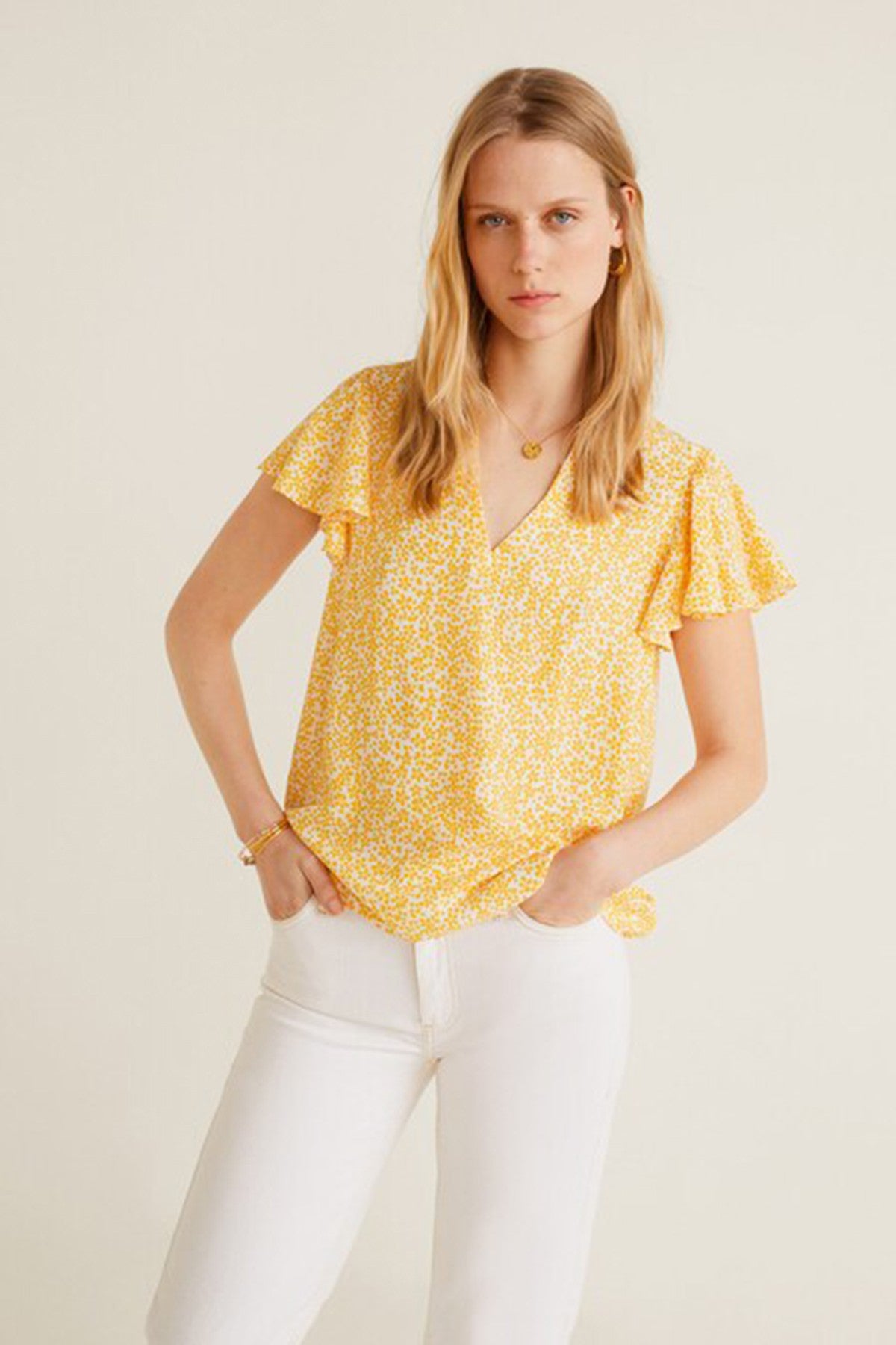 Ruffled sleeve blouse