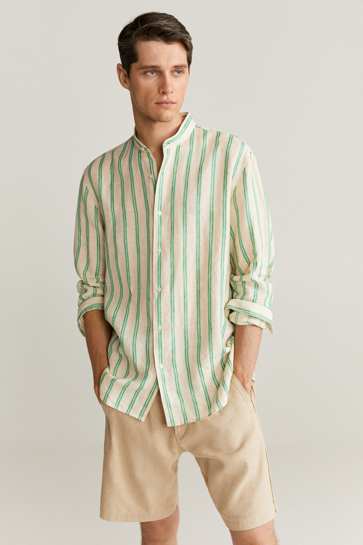 100% Linen Striped Regular Fit Shirt