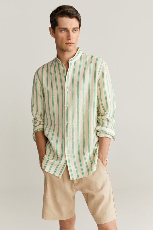100% Linen Striped Regular Fit Shirt