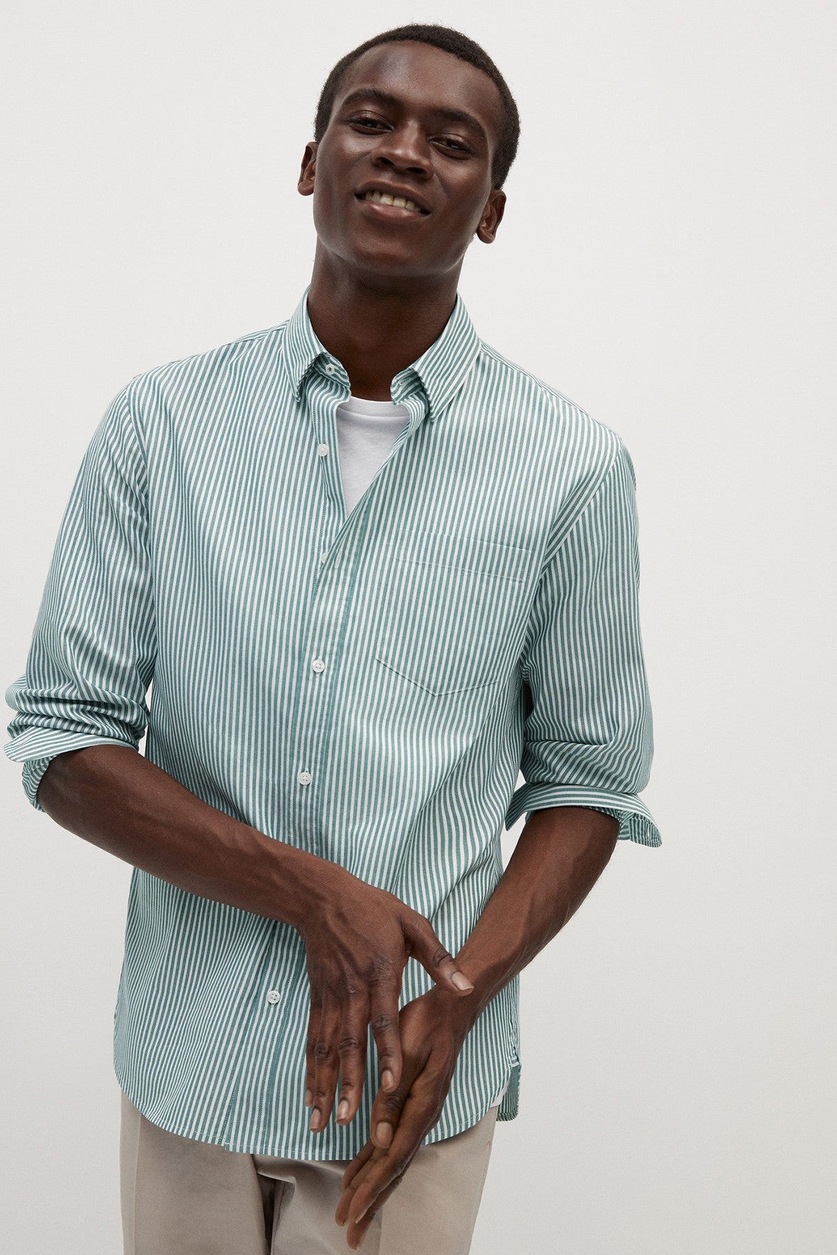 Slim Fit Striped Cotton Shirt